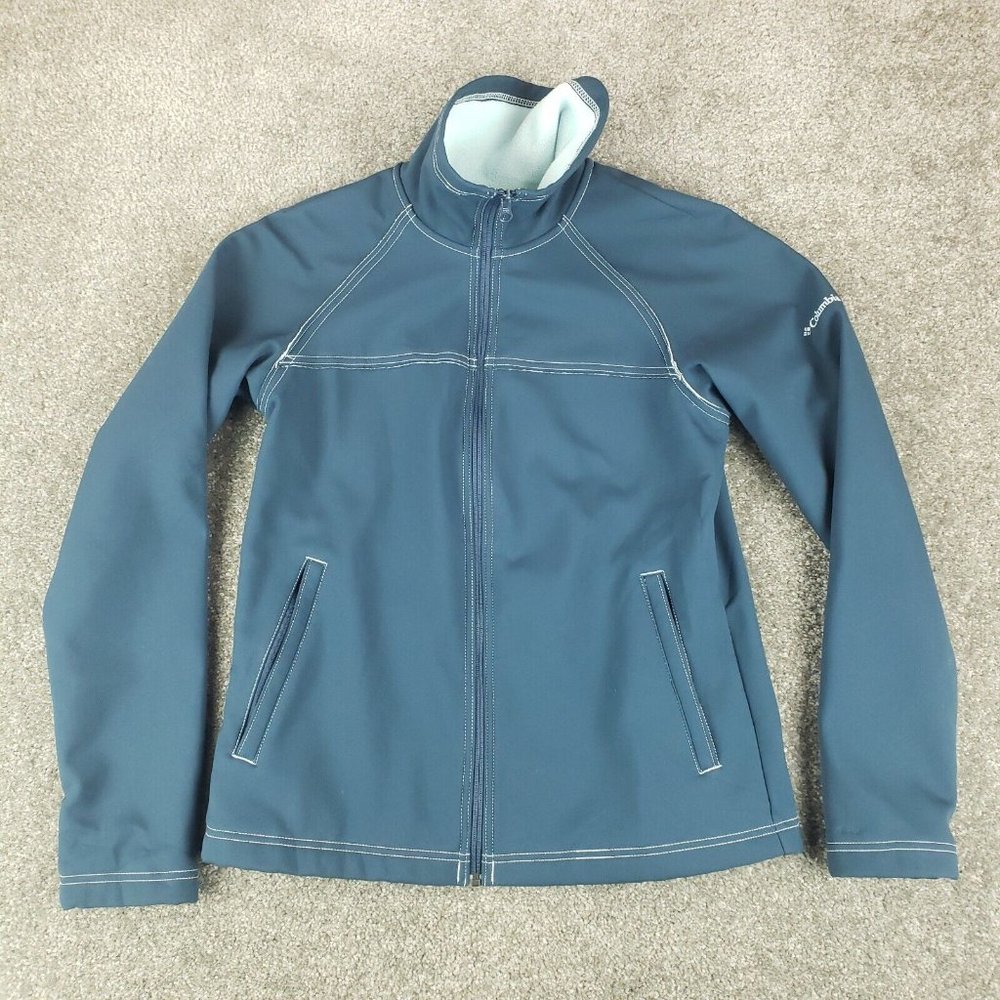 Columbia Jacket Medium M Womens Blue Soft Shell Fleece Performance Lightweight